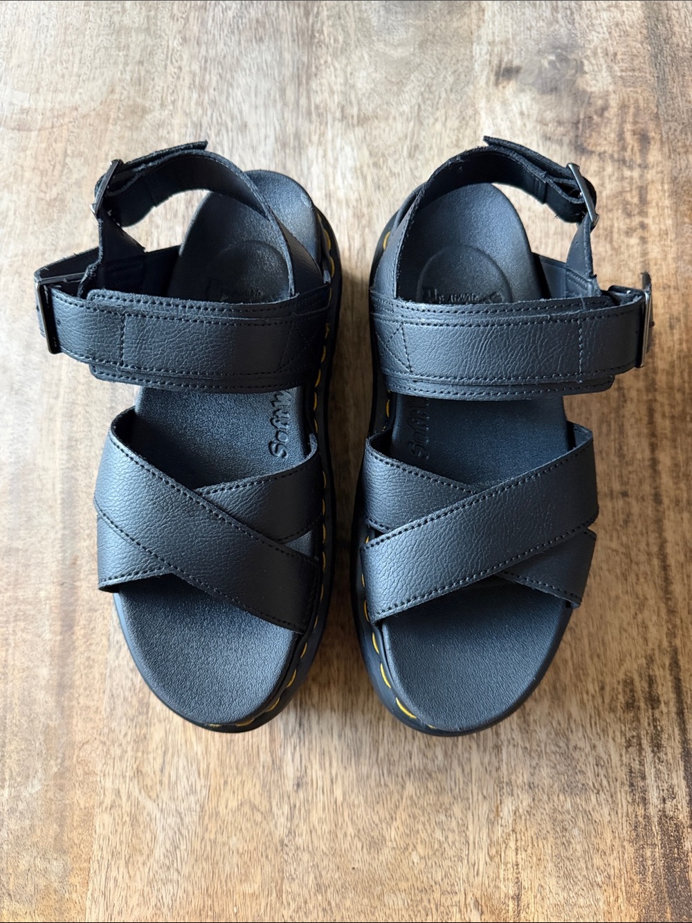Dr. Martens Voss Black Leather Platform Sandals